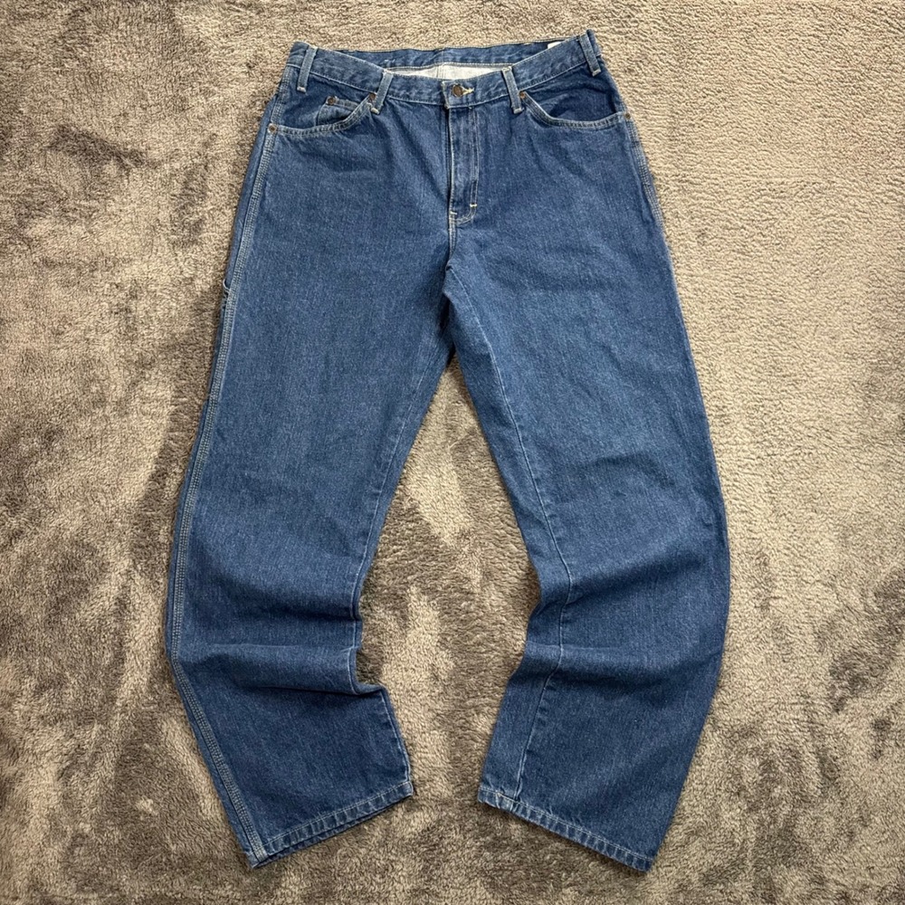 Dickies Mens Blue Denim Carpenter Jeans Straight Leg Utility Pants 34x34 - Picture 2 of 7
